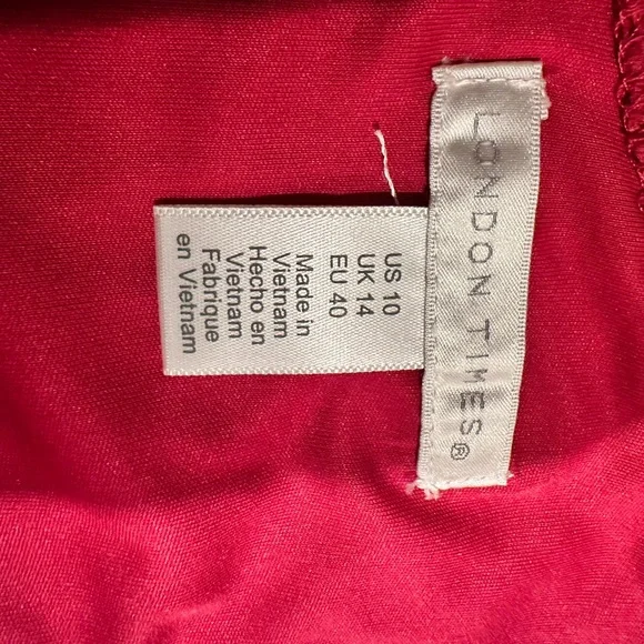 London Times Berry Floral Lace Midi Dress - Picture 3 of 5